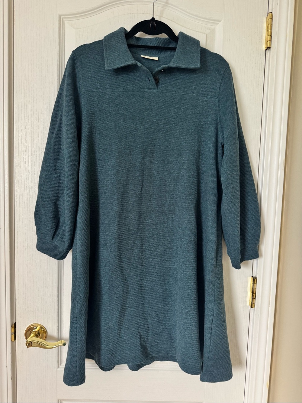 Poetry Textured Cotton Swing Dress Size US 6 Blue Collared Tunic Dress